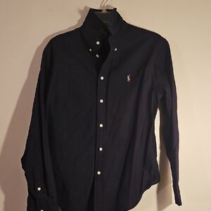 Ralph Lauren Navy Button-Down Oxford Shirt with Embroidered Pony
